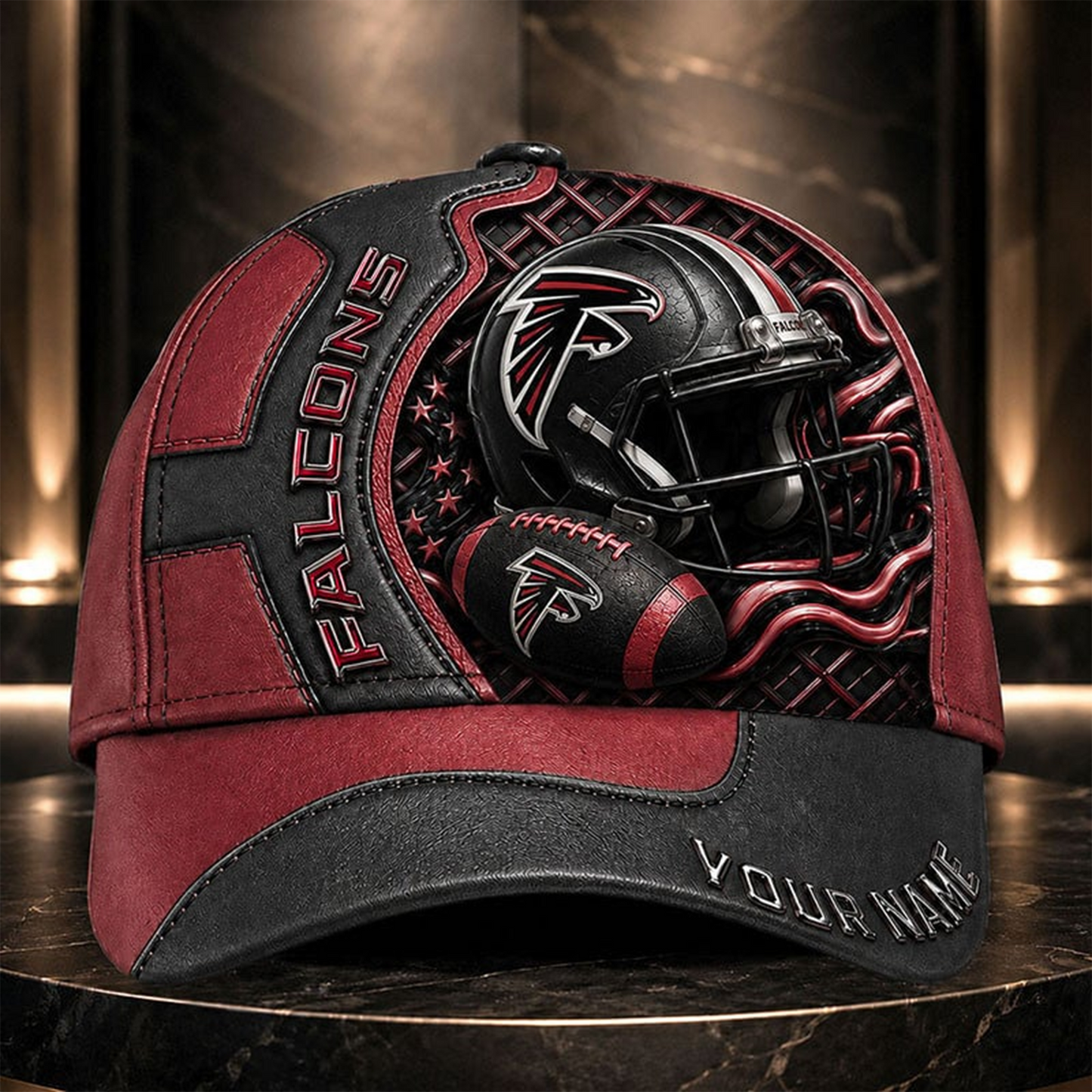 AF _NFL Legacy 3D Premium Leather Cap – Personalized Edition