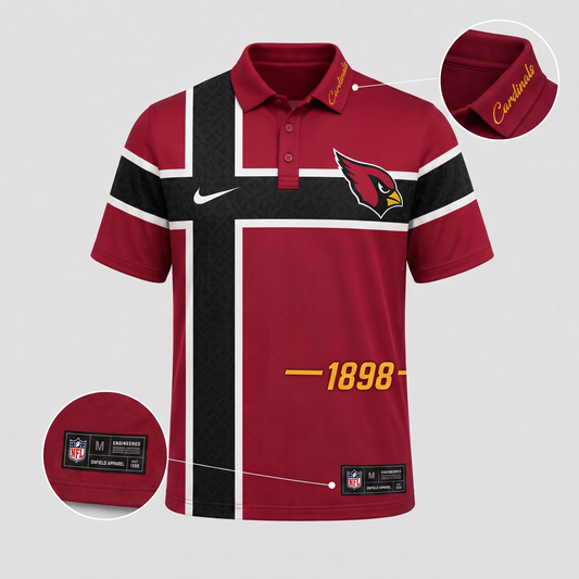 ARI X Premium NFL Men’s Sporty Cross Stripe Polo Shirt