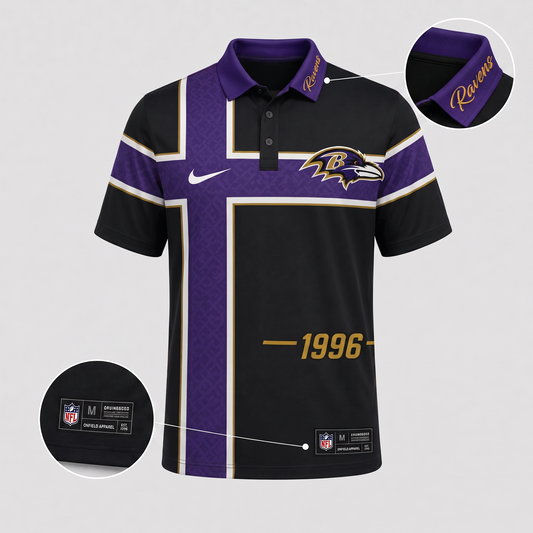 BAL X Premium NFL Men’s Sporty Cross Stripe Polo Shirt