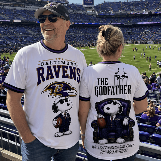 BAL x NFL Premium Funny Football Snoopy The Godfather Rule Maker Game Day 3D Shirt 0307