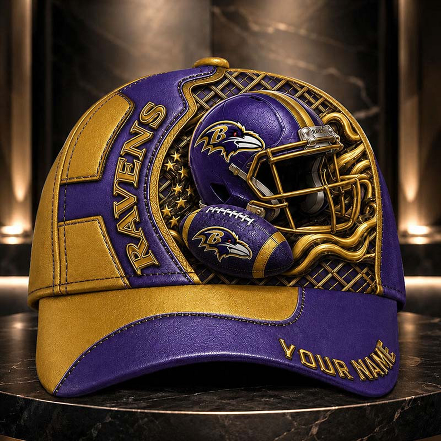 BR _NFL Legacy 3D Premium Leather Cap – Personalized Edition