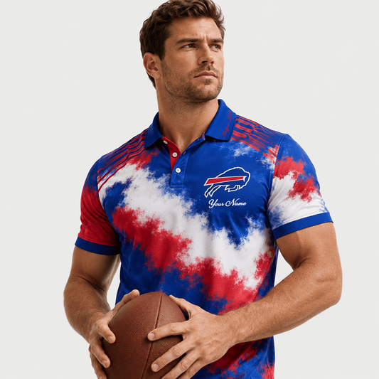 BUF X Premium NFL Premium Personalized Helmet Polo Shirt