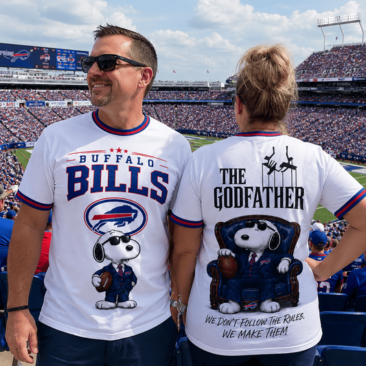 BUF x NFL Premium Funny Football Snoopy The Godfather Rule Maker Game Day 3D Shirt 0307