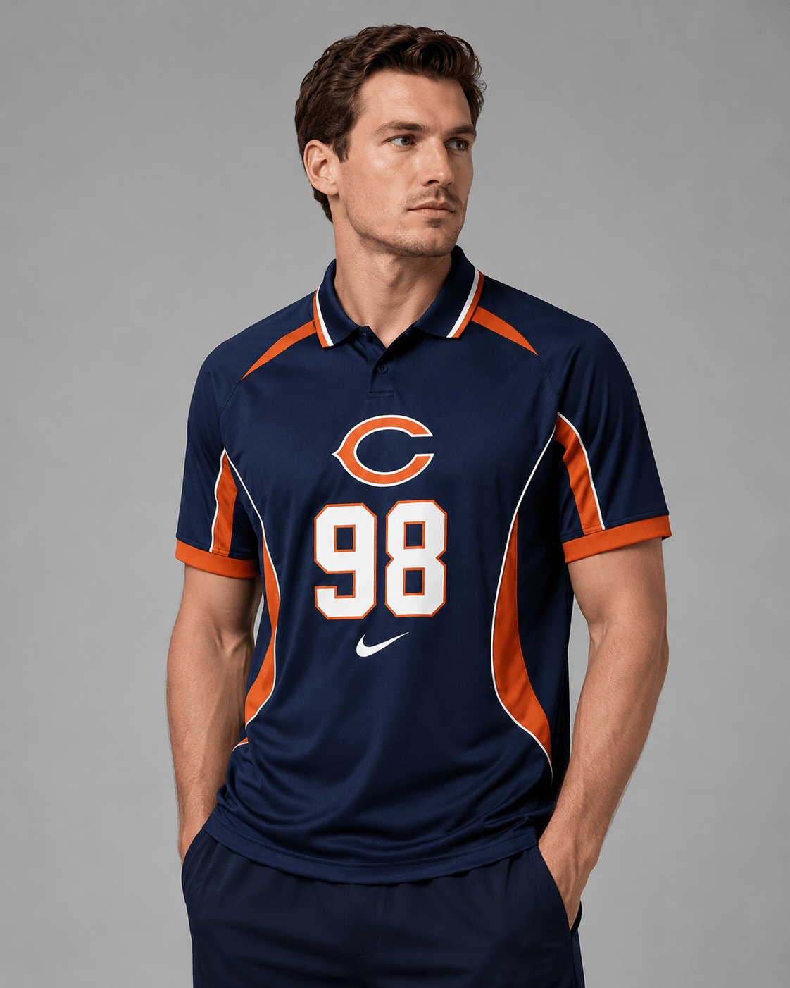 CHI Premium NFL Custom Number Sports Style Polo Shirt