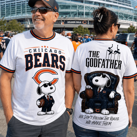 CHI x NFL Premium Funny Football Snoopy The Godfather Rule Maker Game Day 3D Shirt 0307