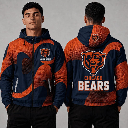 CHI x NFL Premium Windbreaker Jacket Personalized Gift For Fan