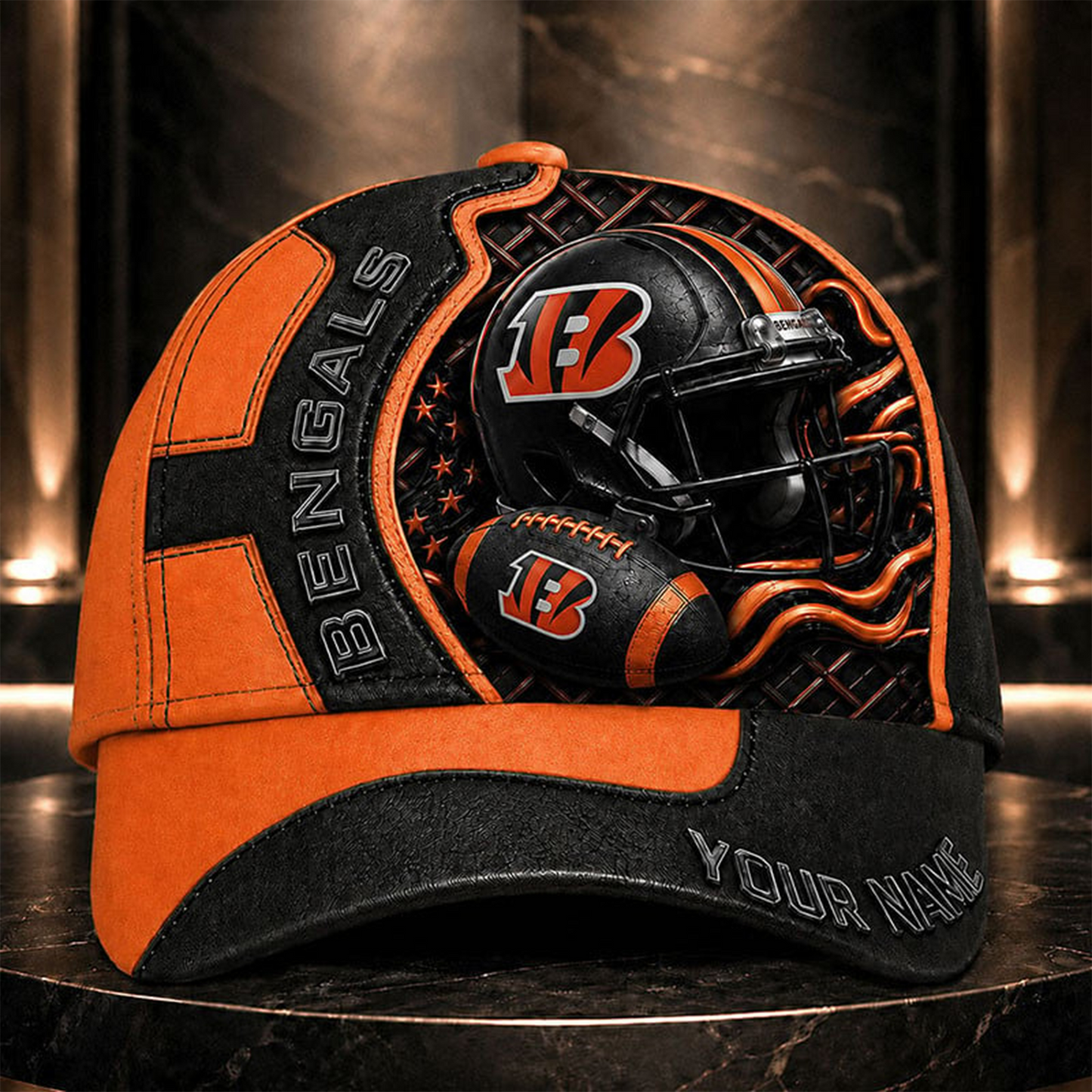 CIN _NFL Legacy 3D Premium Leather Cap – Personalized Edition