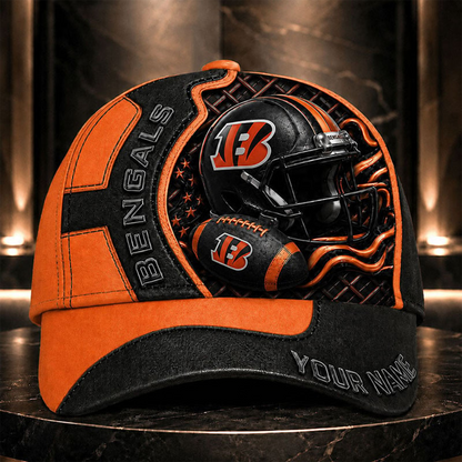 CIN _NFL Legacy 3D Premium Leather Cap – Personalized Edition