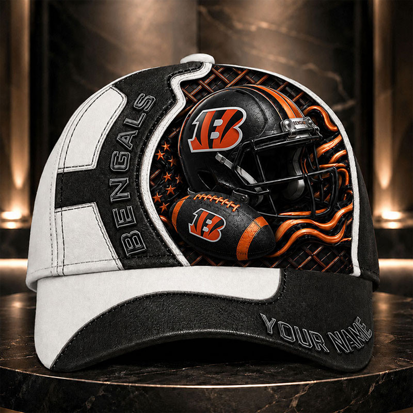 CIN _NFL Legacy 3D Premium Leather Cap – Personalized Edition