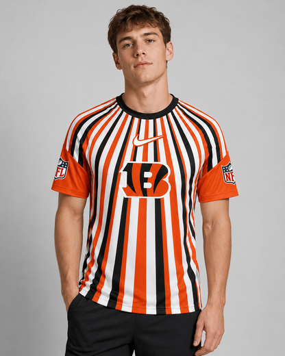 CIN Premium NFL Men’s Athletic Vertical Stripe T-Shirt