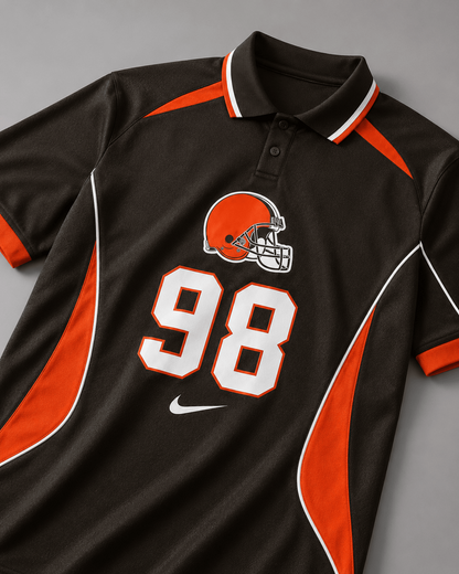CLE Premium NFL Custom Number Sports Style Polo Shirt
