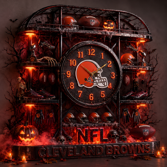 CLE X NFL Haunted Legacy Wall Clock – Halloween Limited Edition