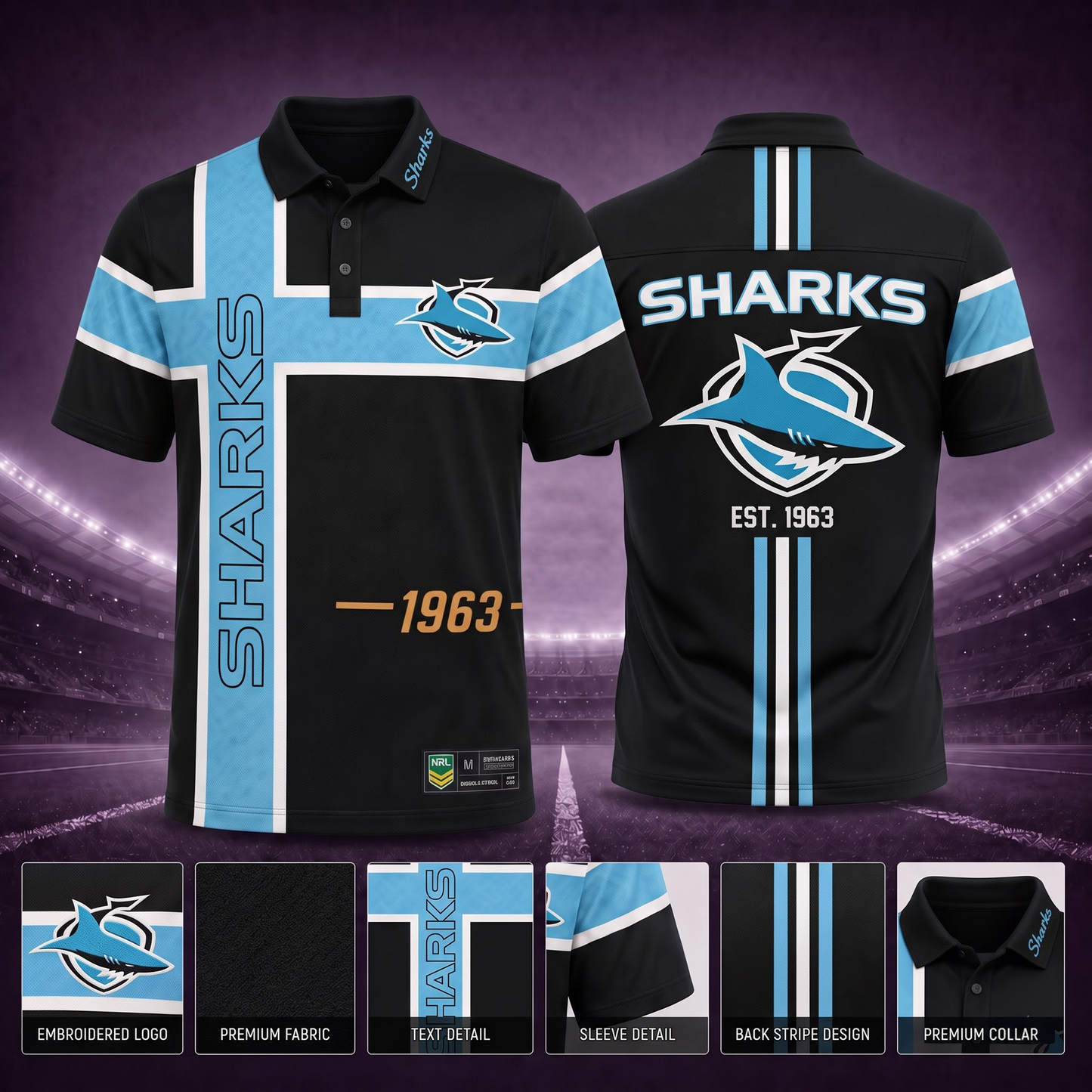 CRO X Premium NRL Men’s Sporty Cross Stripe Polo Shirt