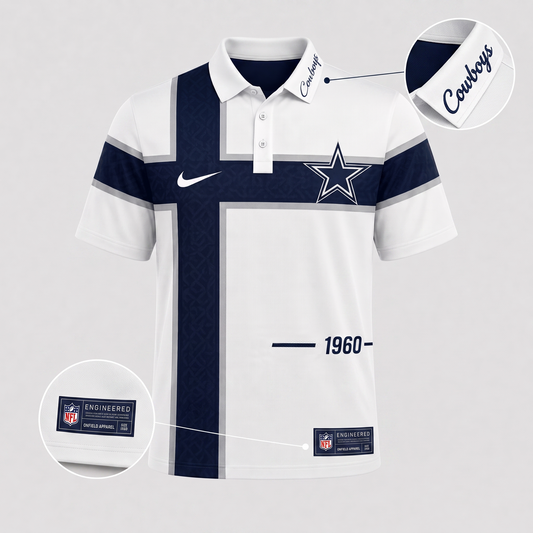 DAL X Premium NFL Men’s Sporty Cross Stripe Polo Shirt