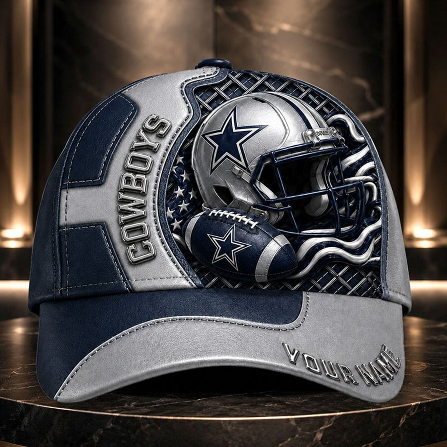 DC _NFL Legacy 3D Premium Leather Cap – Personalized Edition
