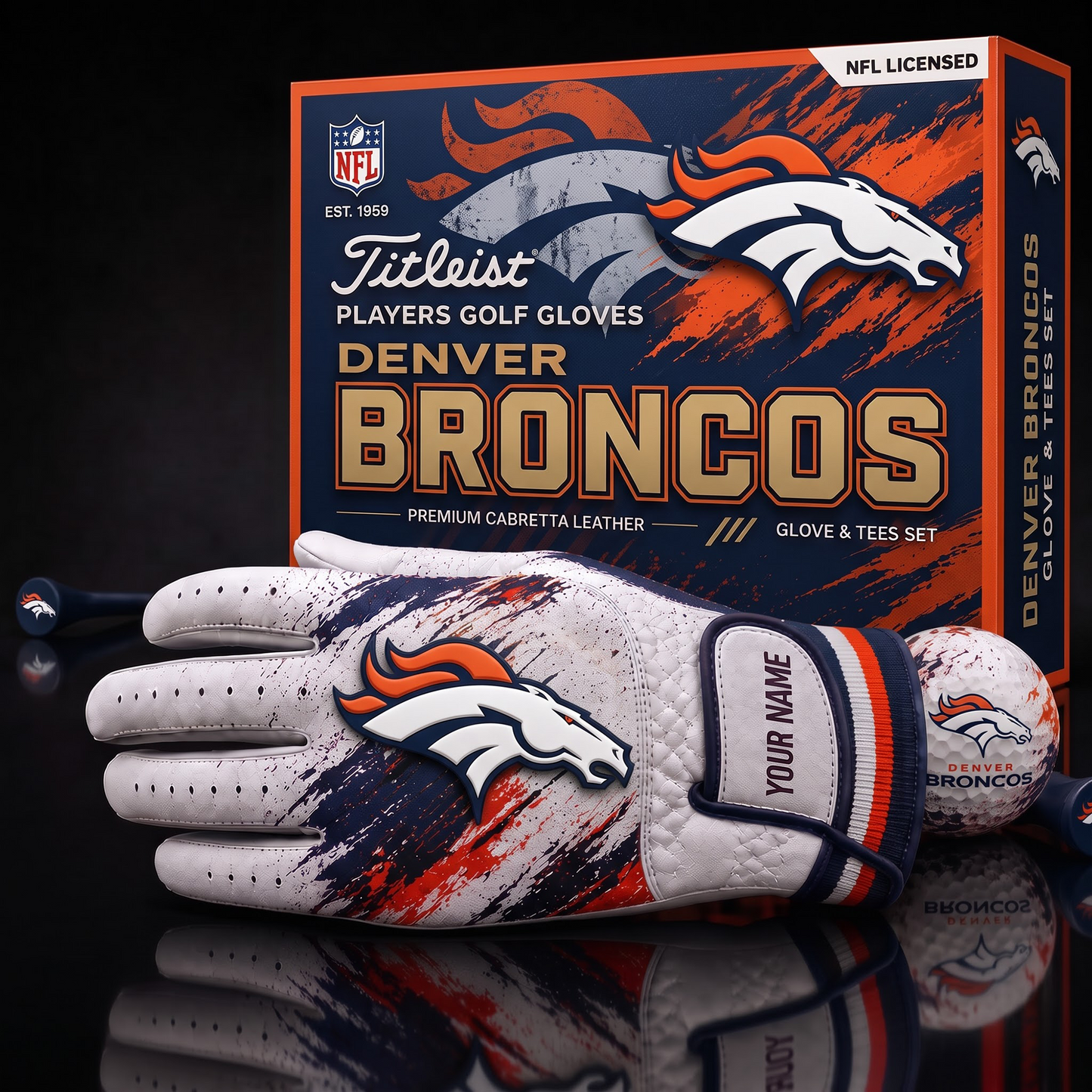 DEN NFL LUXURY PERSONALIZED GOLF GLOVE SET LIMITED EDTION