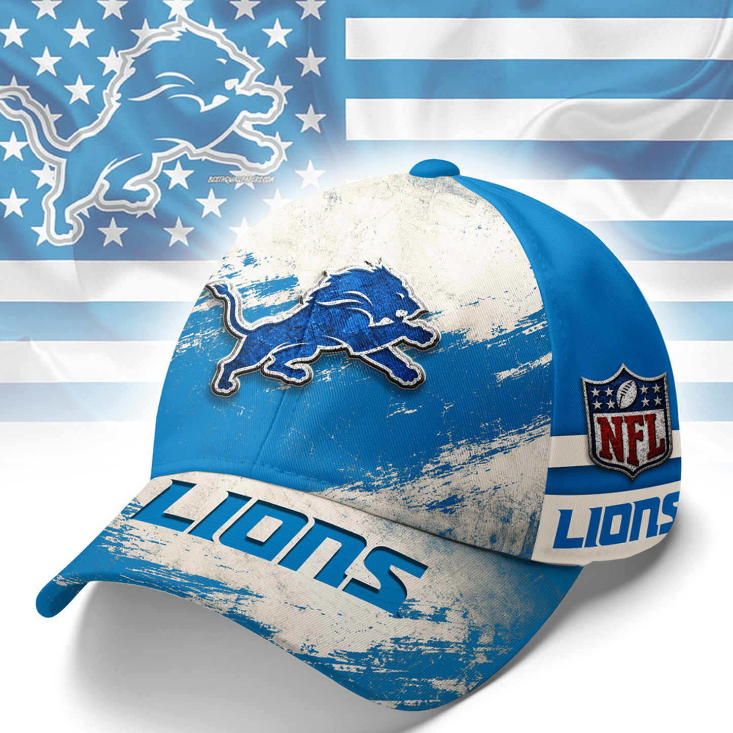 DET x NFL Grunge Style Team Premium Cap 0207