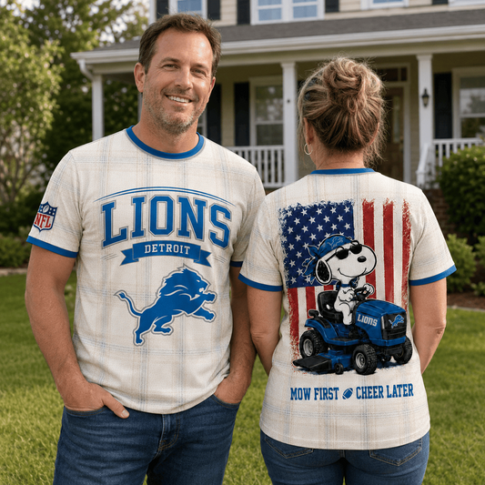 DET x NFL Premium Funny Football Snoopy 3D T-Shirt 0207
