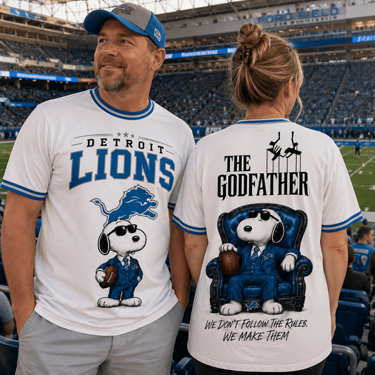 DET x NFL Premium Funny Football Snoopy The Godfather Rule Maker Game Day 3D Shirt 0307