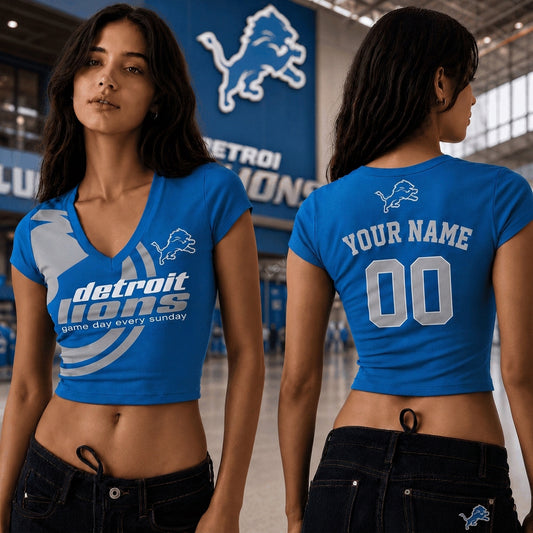 DL x NFL Premium Women V-neck Croptop Personalized Gift For Fan