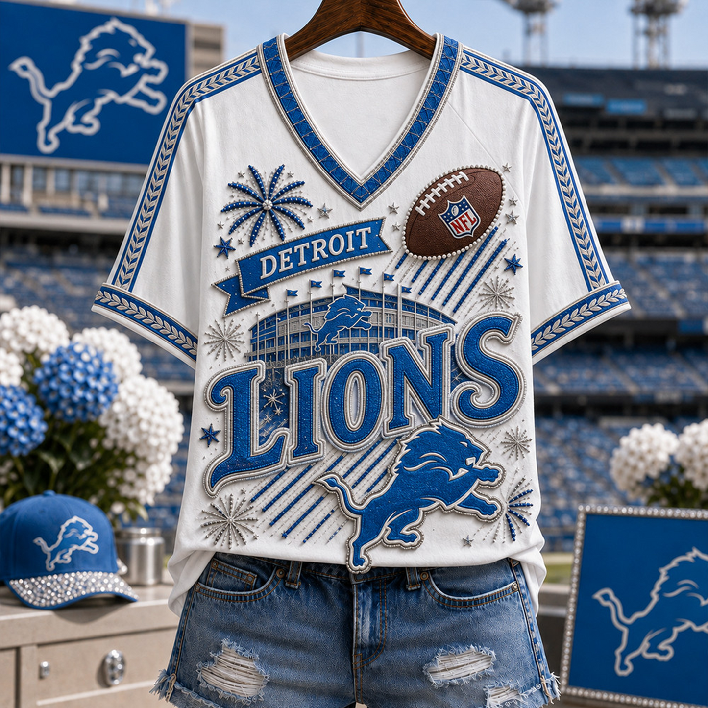 DL_Denver Broncos NFL WOMAN V-NECK SHIRT FOR FAN 210726