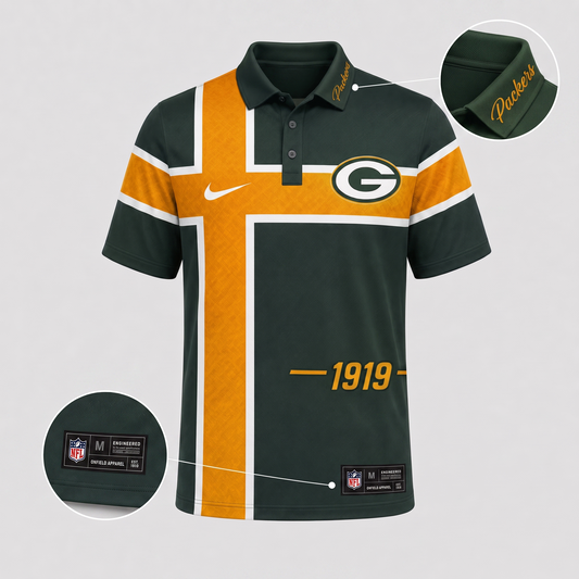 GB X Premium NFL Men’s Sporty Cross Stripe Polo Shirt