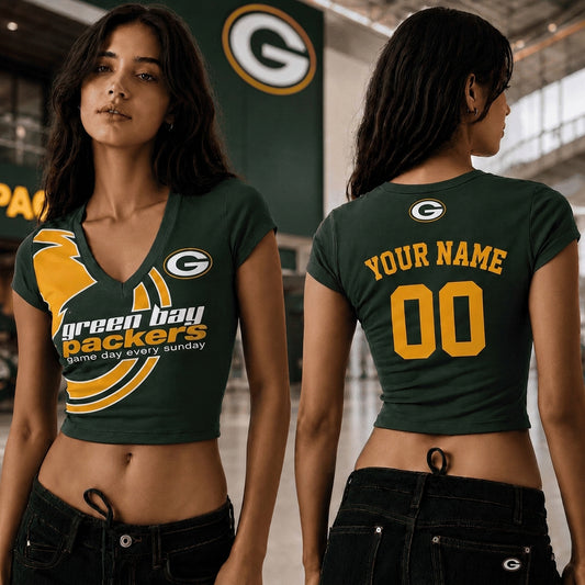 GBP x NFL Premium Women V-neck Croptop Personalized Gift For Fan