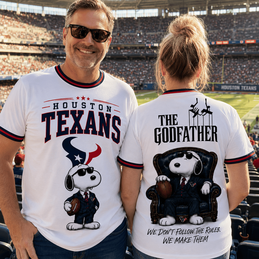 HOU x NFL Premium Funny Football Snoopy The Godfather Rule Maker Game Day 3D Shirt 0307