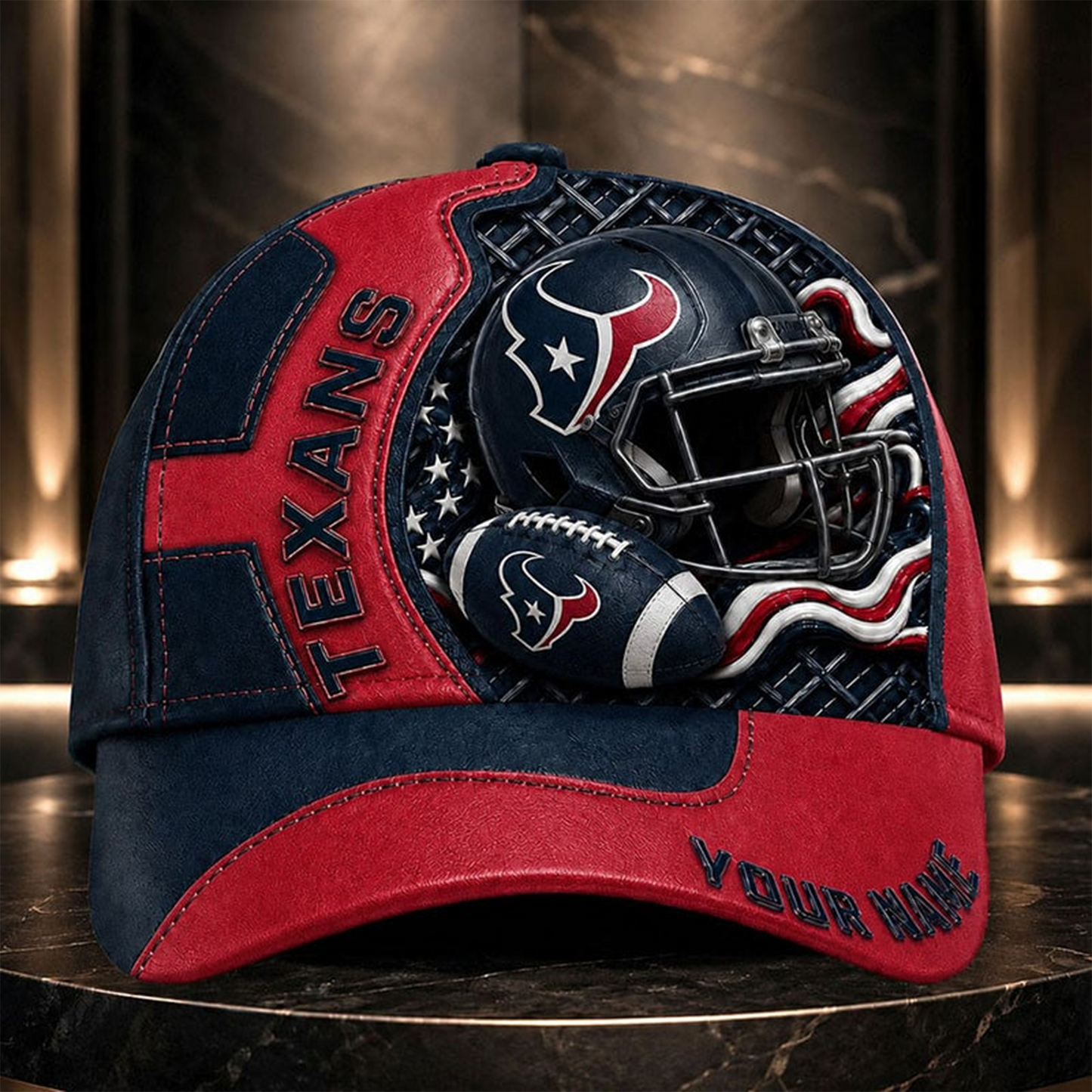 HT _NFL Legacy 3D Premium Leather Cap – Personalized Edition