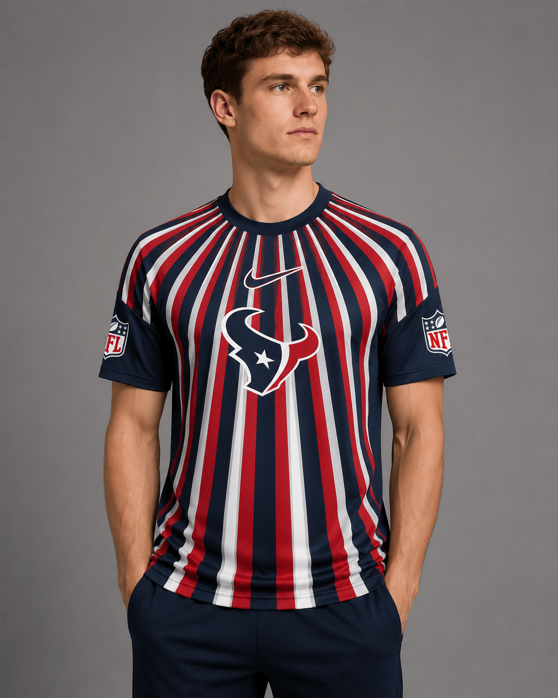 HT Premium NFL Men’s Athletic Vertical Stripe T-Shirt
