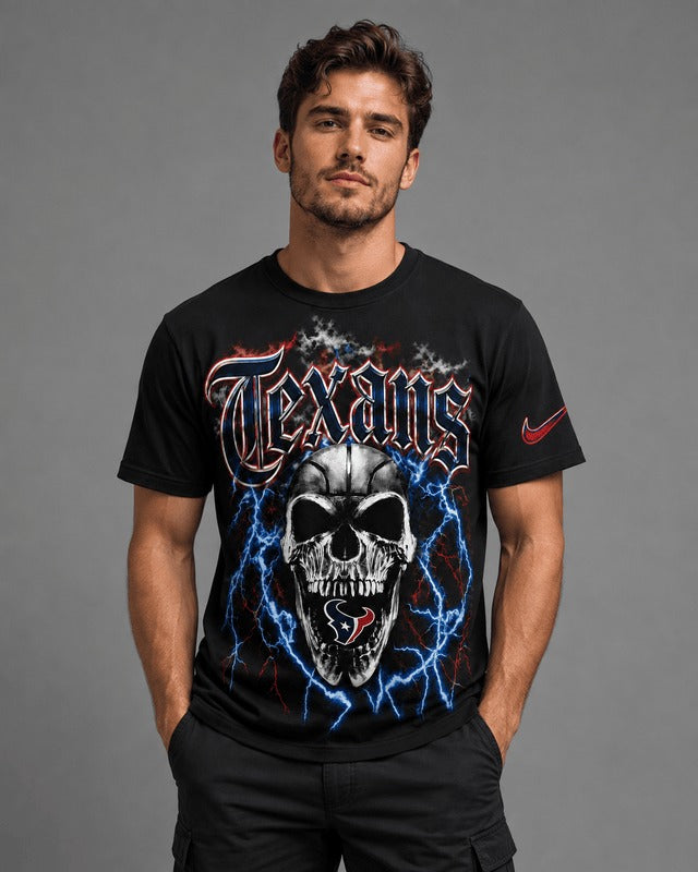 HT Premium NFL Premium Skull Lightning Graphic T-Shirt