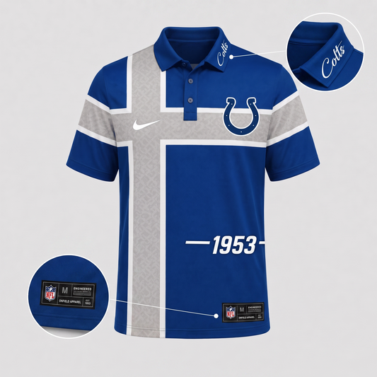 IND X Premium NFL Men’s Sporty Cross Stripe Polo Shirt