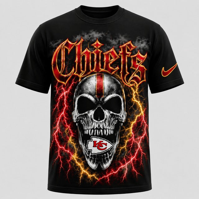 KCC Premium NFL Premium Skull Lightning Graphic T-Shirt