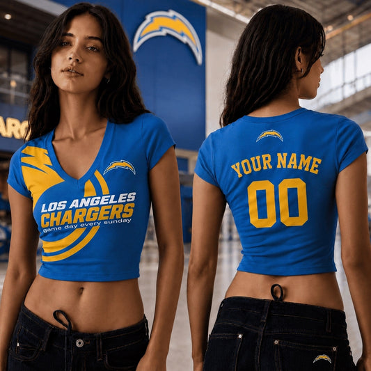 LAC x NFL Premium Women V-neck Croptop Personalized Gift For Fan