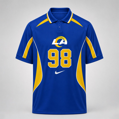 LAR Premium NFL Custom Number Sports Style Polo Shirt