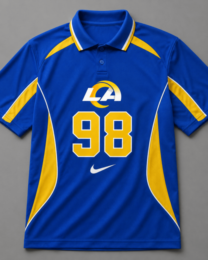 LAR Premium NFL Custom Number Sports Style Polo Shirt