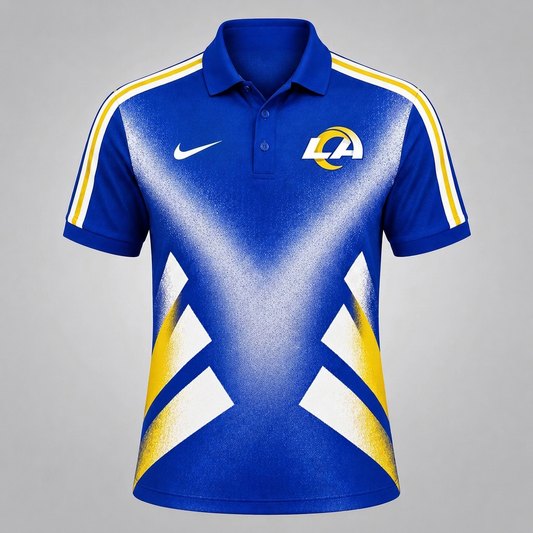 LAR x Premium NFL Sports Fan Geometric Pattern Polo Shirt
