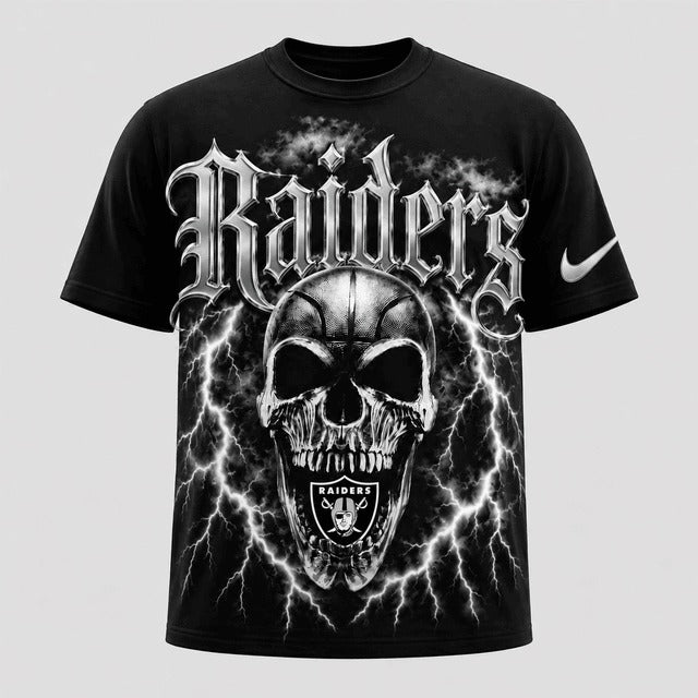 LVR Premium NFL Premium Skull Lightning Graphic T-Shirt
