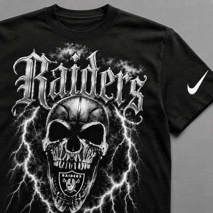 LVR Premium NFL Premium Skull Lightning Graphic T-Shirt