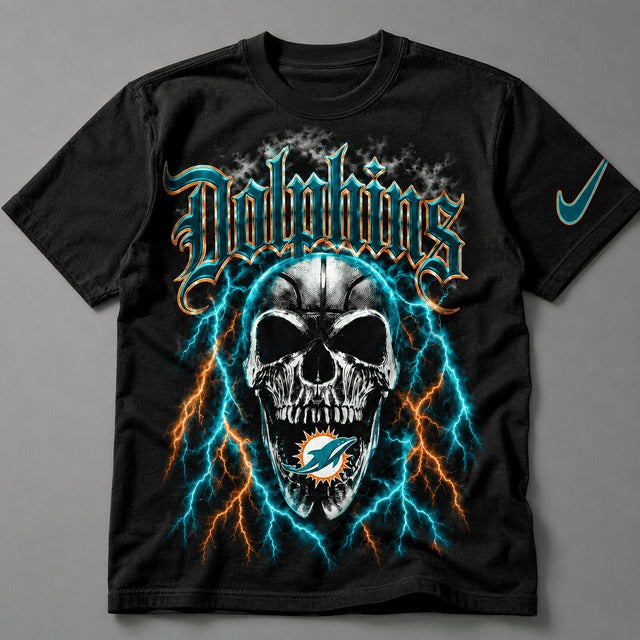 MD Premium NFL Premium Skull Lightning Graphic T-Shirt