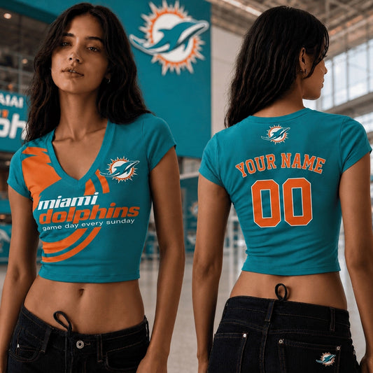 MD x NFL Premium Women V-neck Croptop Personalized Gift For Fan