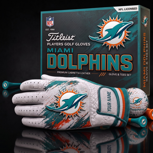 MIA NFL LUXURY PERSONALIZED GOLF GLOVE SET LIMITED EDTION
