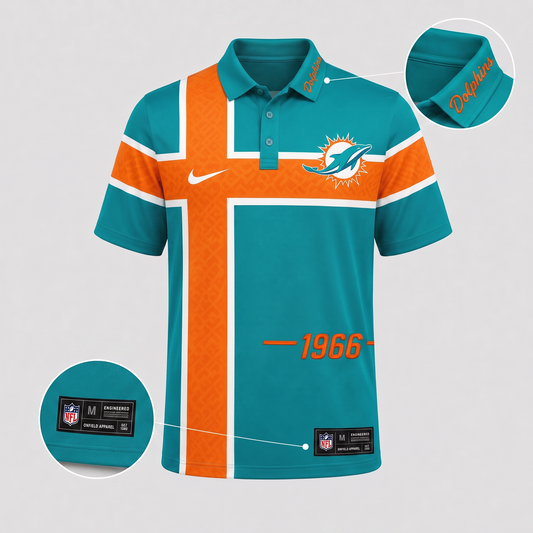 MIA X Premium NFL Men’s Sporty Cross Stripe Polo Shirt