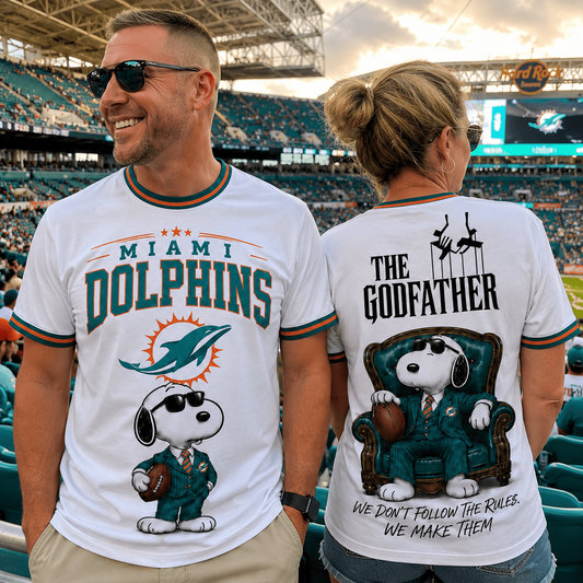 MIA x NFL Premium Funny Football Snoopy The Godfather Rule Maker Game Day 3D Shirt 0307