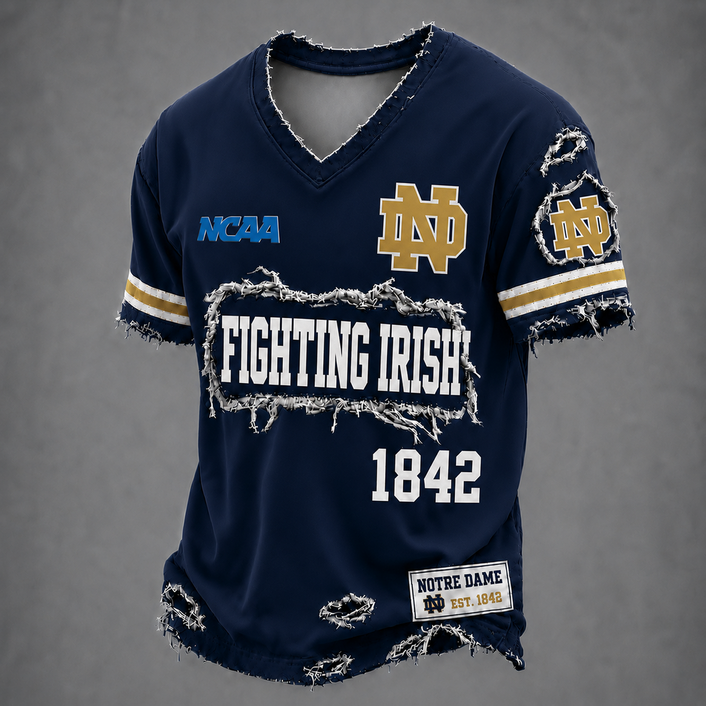 ND x NCAA LUXURY V-Neck T-Shirt 0506 DatND DVT