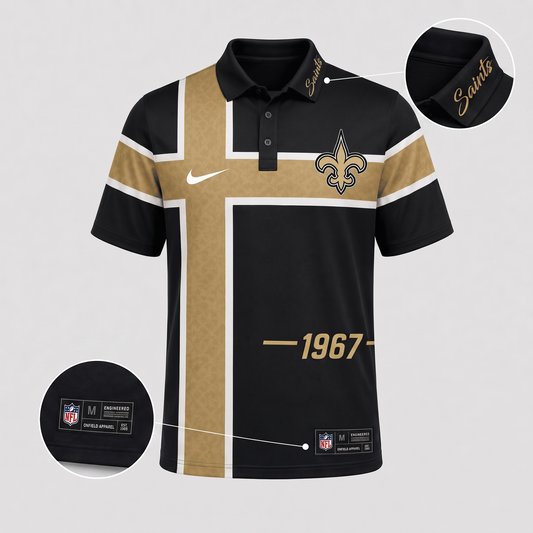 NO X Premium NFL Men’s Sporty Cross Stripe Polo Shirt