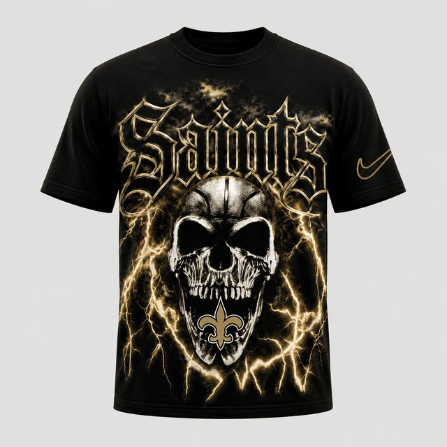 NOS Premium NFL Premium Skull Lightning Graphic T-Shirt