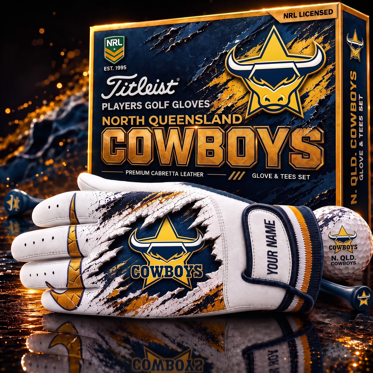 NQL PREMIUM NRL PLAYERS GOLF GLOVE GIFT SET  V2