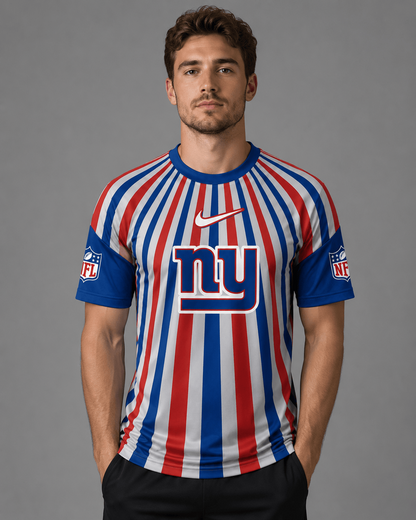 NYG Premium NFL Men’s Athletic Vertical Stripe T-Shirt