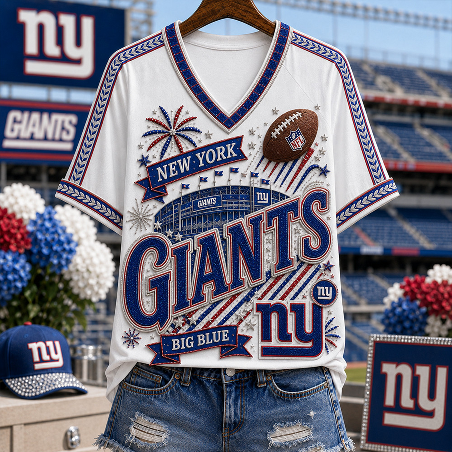 NYG_Denver Broncos NFL WOMAN V-NECK SHIRT FOR FAN 210726